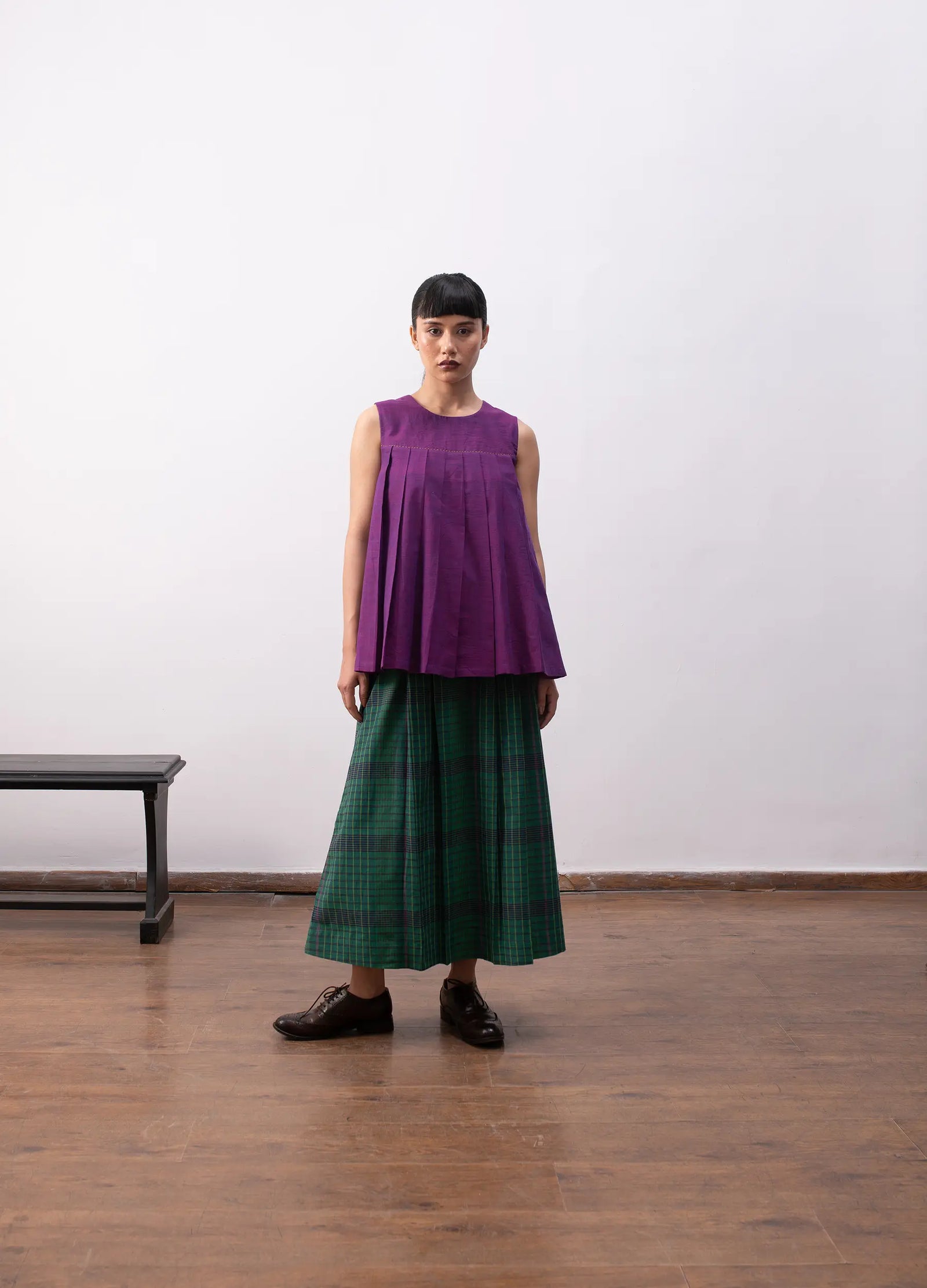 Madras checks skirt set with top and matching skirt Hiranya