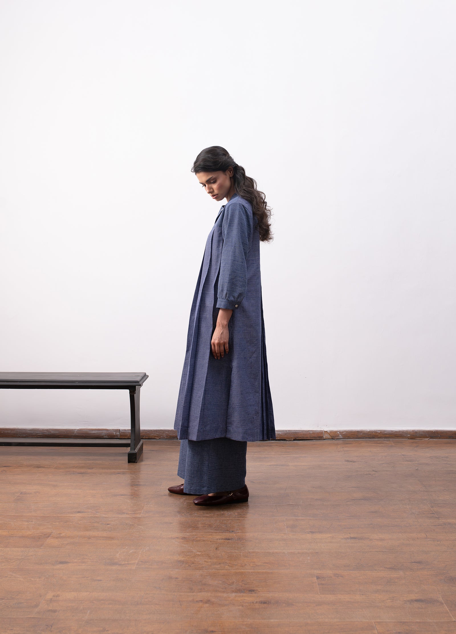 Navy blue layered dress set with matching bottom Hiranya