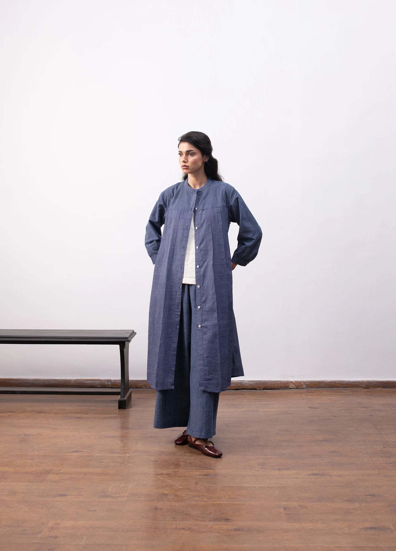 Navy blue layered set with jacket and inner top - Hiranya