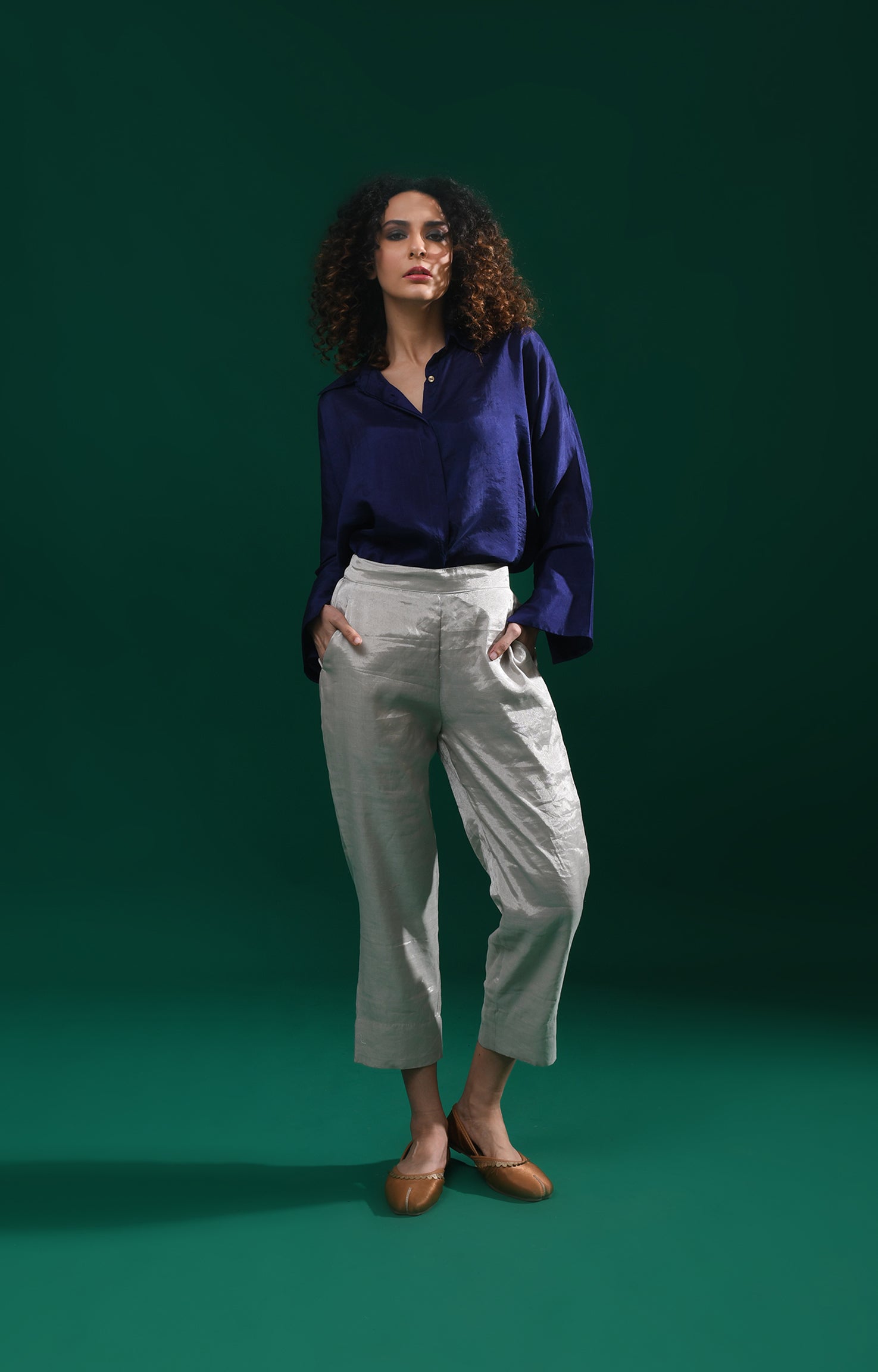 navy blue mulberry silk shirt - formal shirt