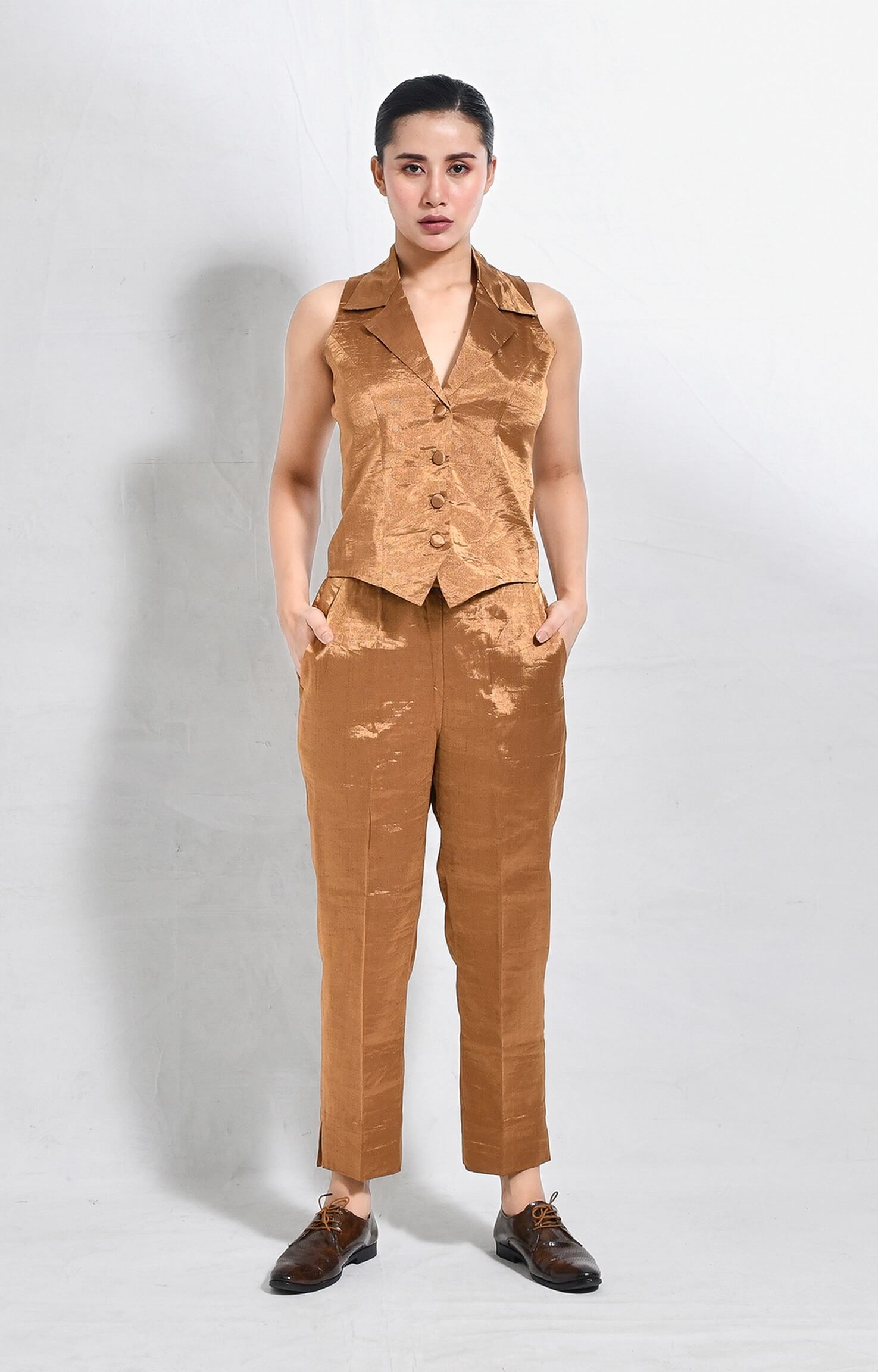 Arbor Waistcoat Co-ord (Set of 2)- Gold