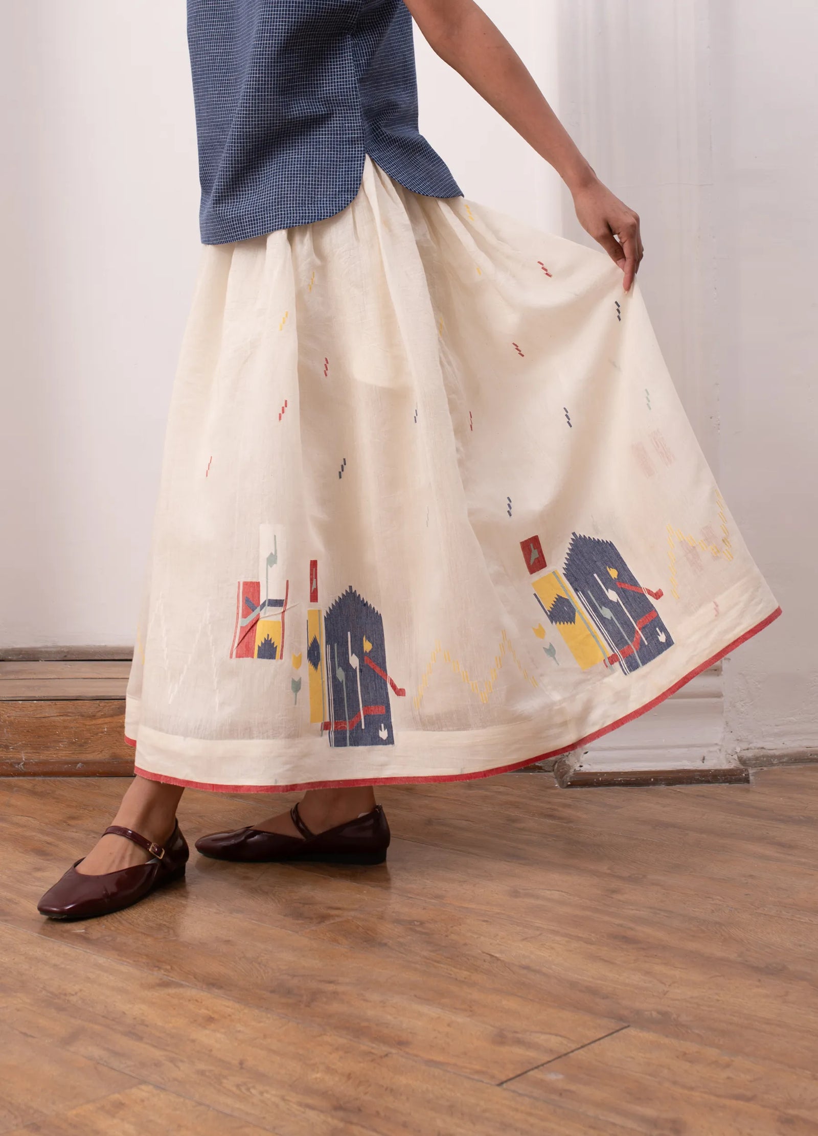 Sophie Jamdani Skirt (Ivory) 4