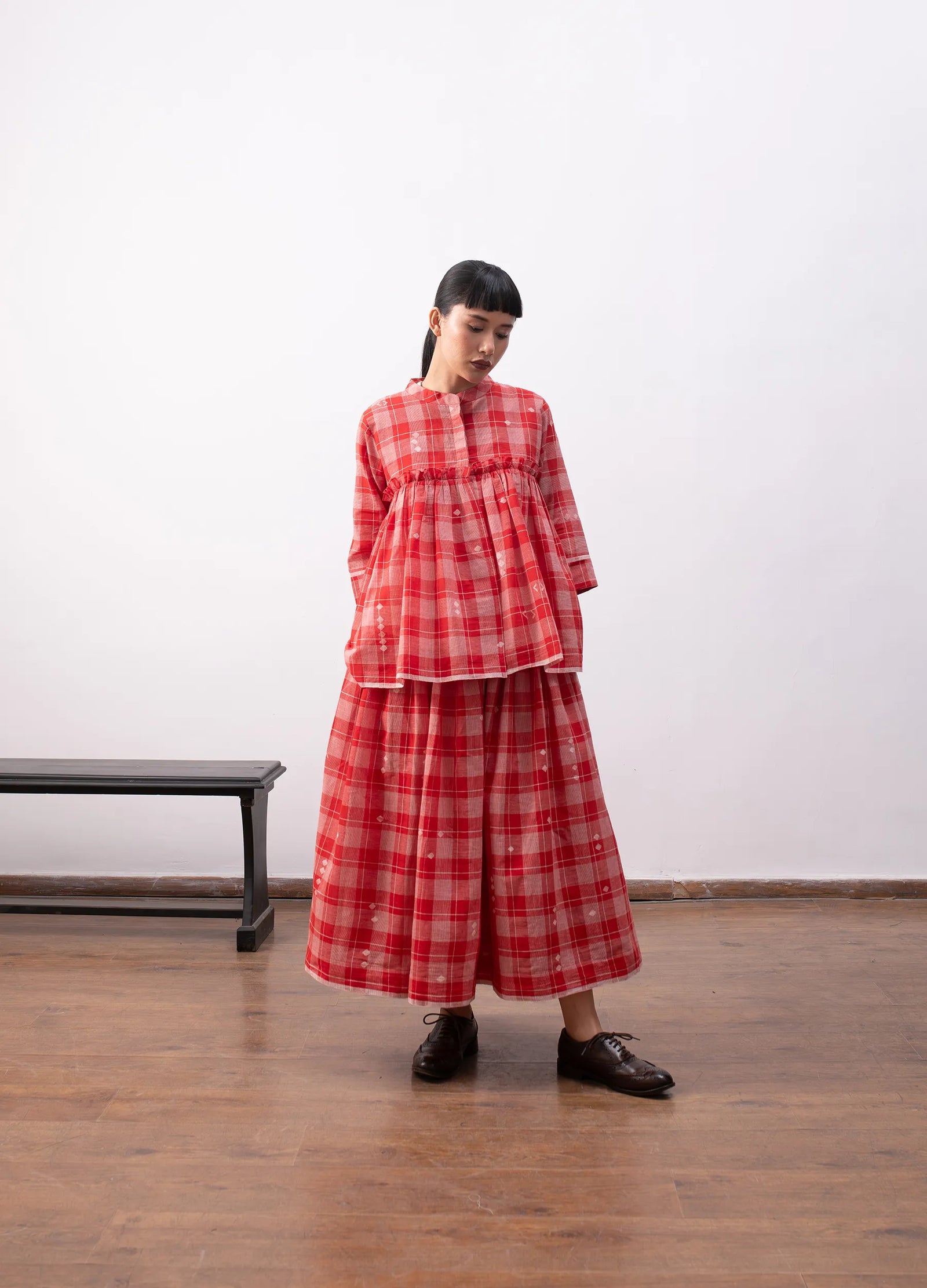 Red overlay set with sheer layer and inner co-ord Hiranya