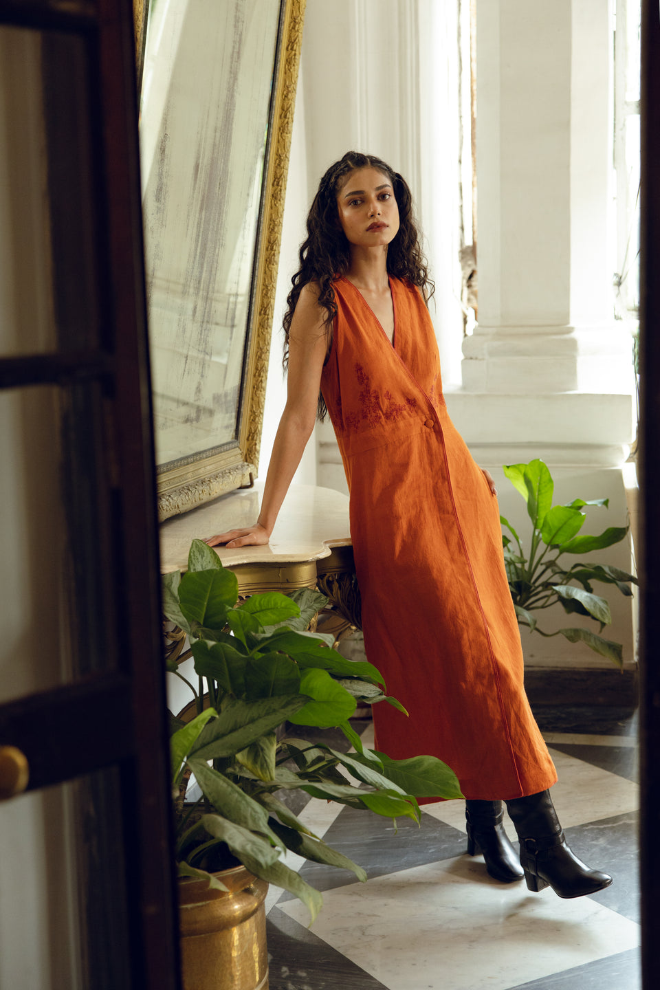 Amber linen midi dress – The Ruth Dress by Hiranya