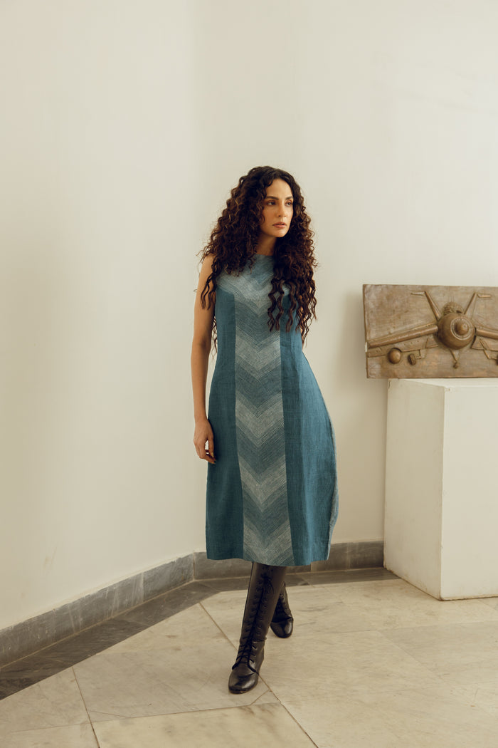 French Blue sheath dress for women with a sleek and modern fit - Hiranya