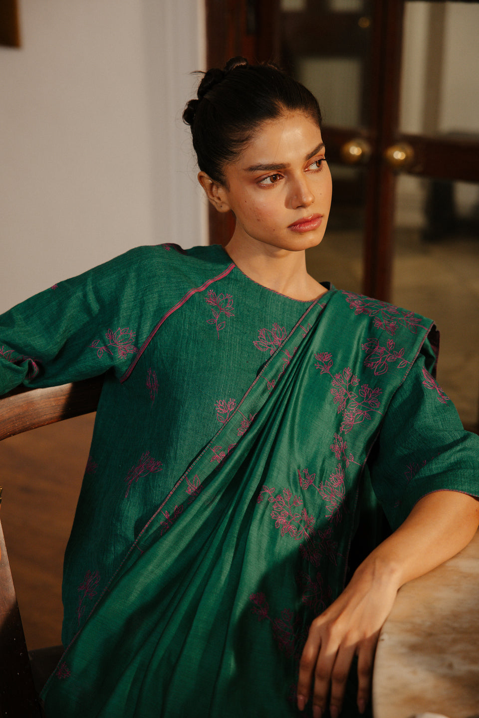 Amrita Sari Set- Forest Green