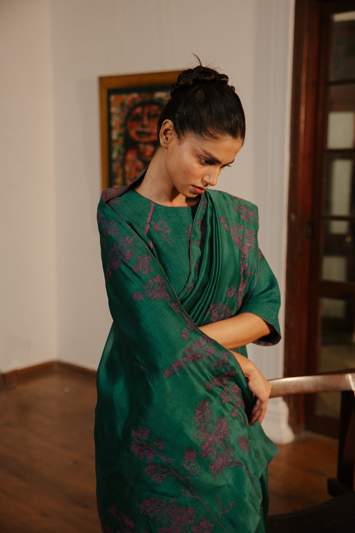Amrita Sari Set- Forest Green