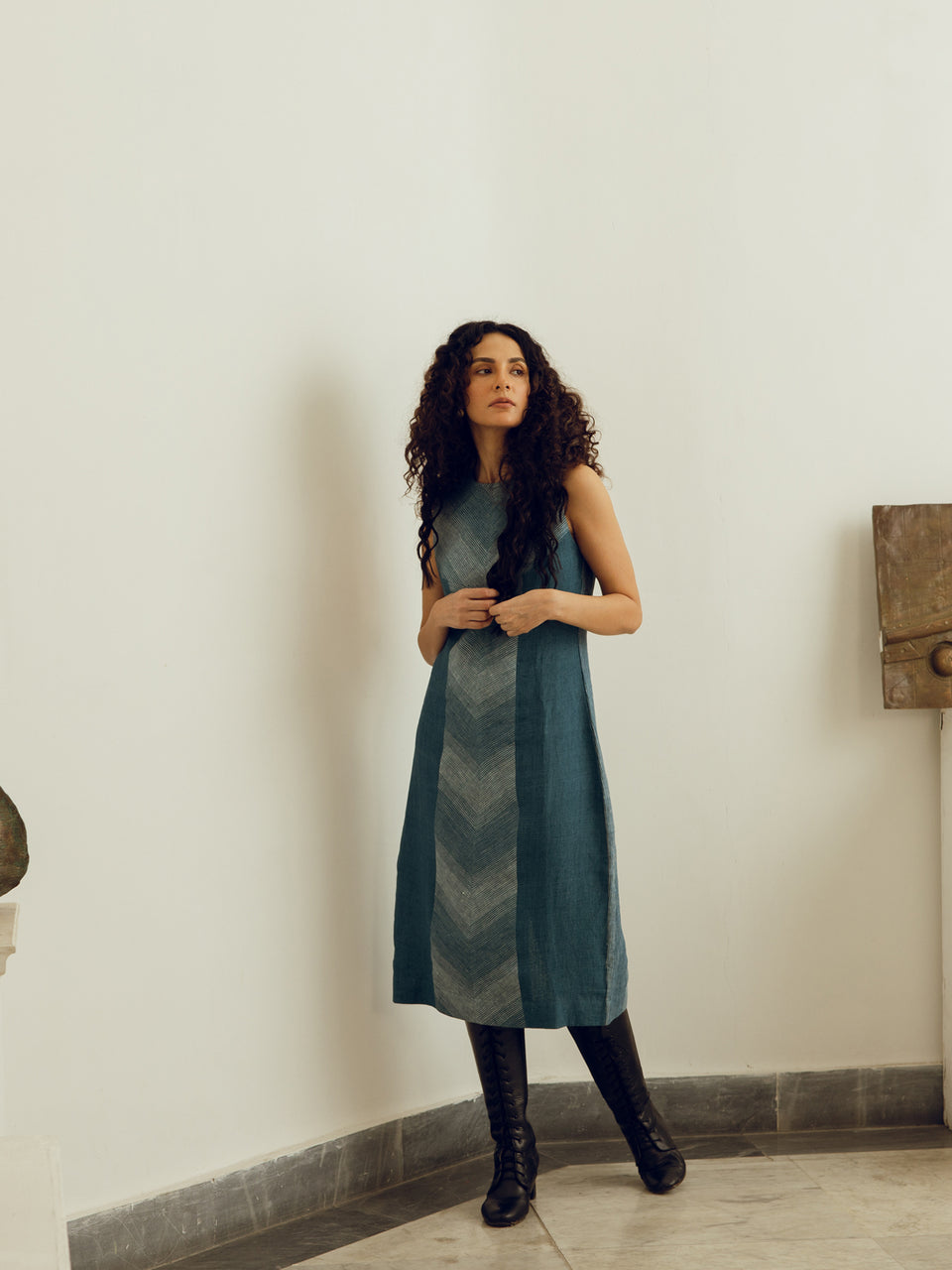 French Blue sheath dress for women with a sleek and modern fit - Hiranya