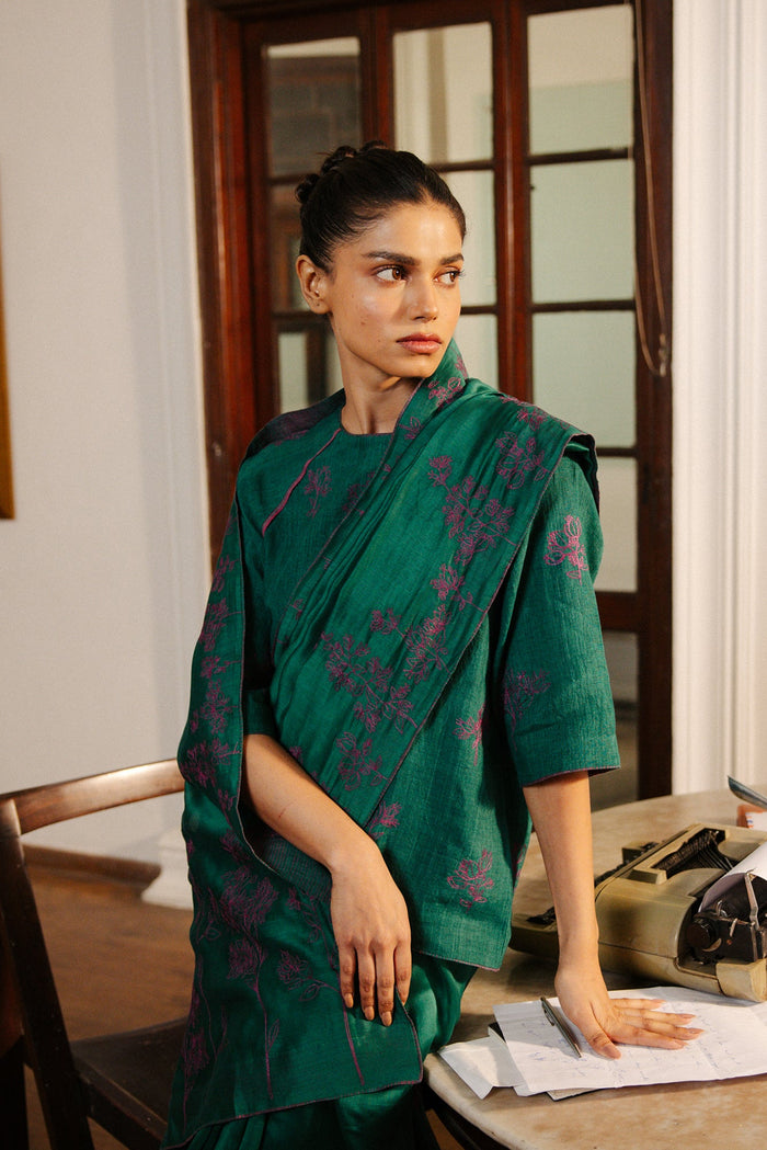 Amrita Sari Set- Forest Green