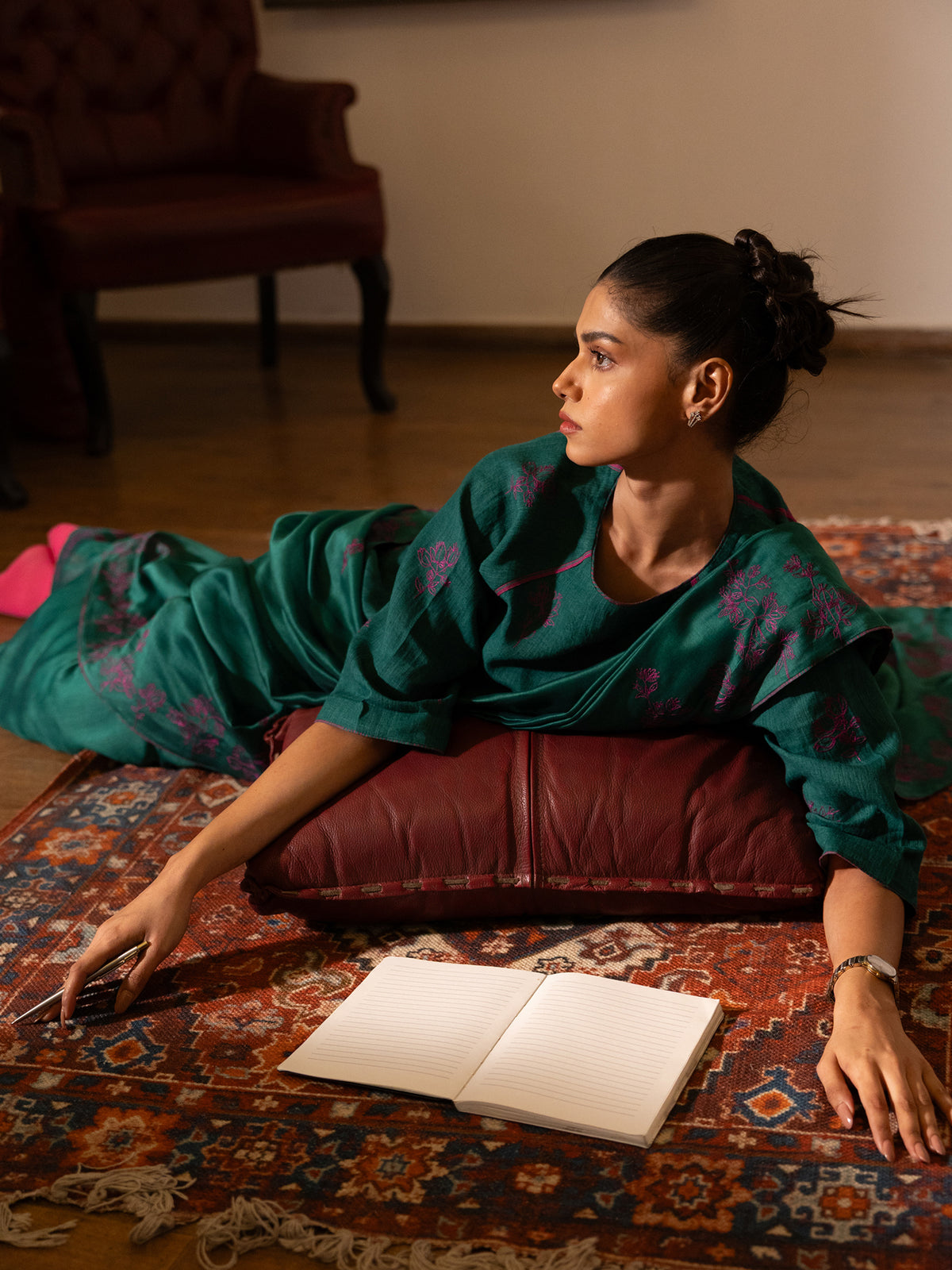 Amrita Sari Set- Forest Green