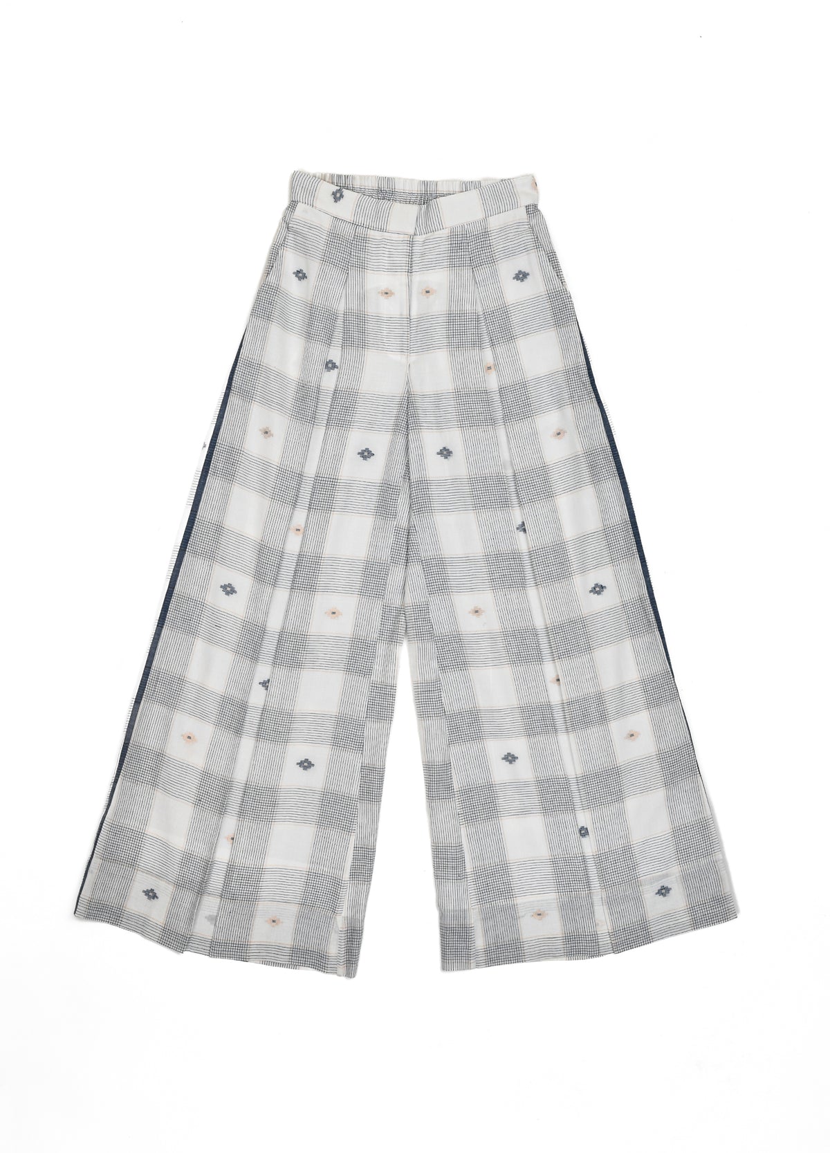 Hannah Jamdani Trouser (White & Indigo)