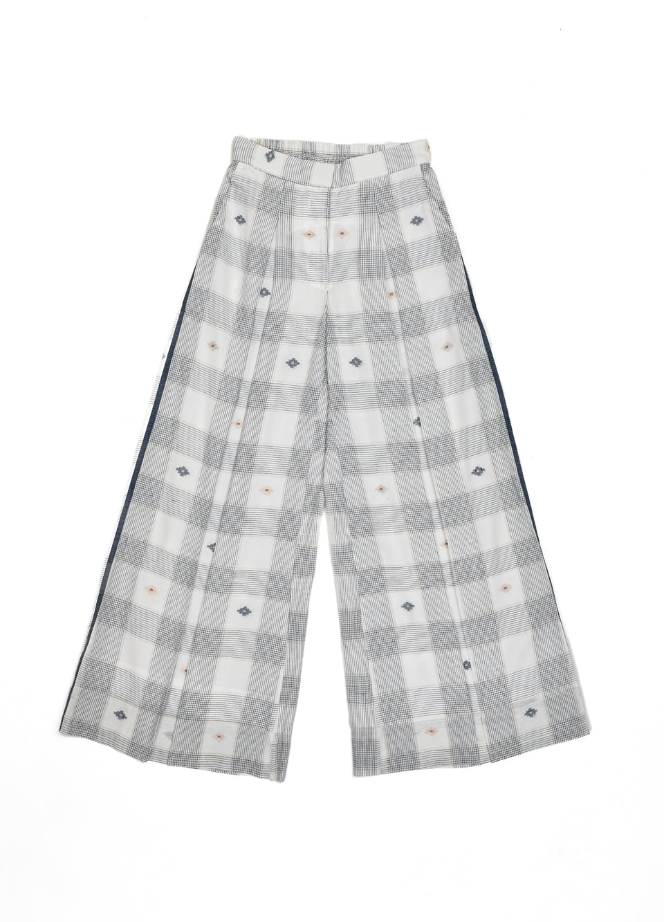 Hannah Jamdani Trouser (White & Indigo)