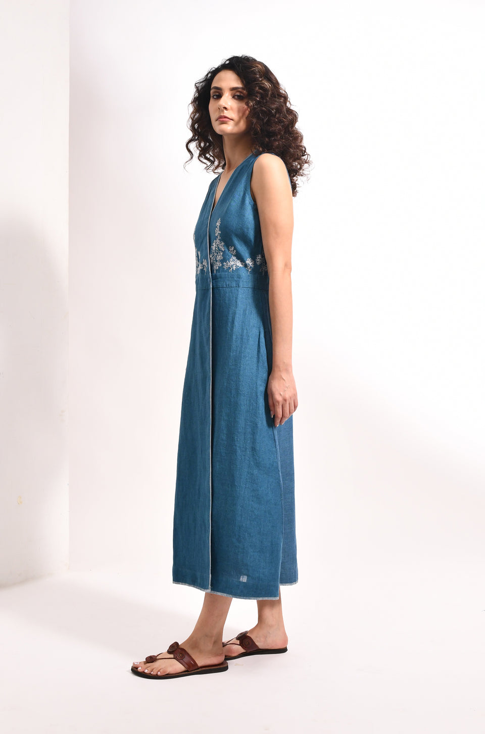 Women's linen midi dress – The Ruth Dress by Hiranya
