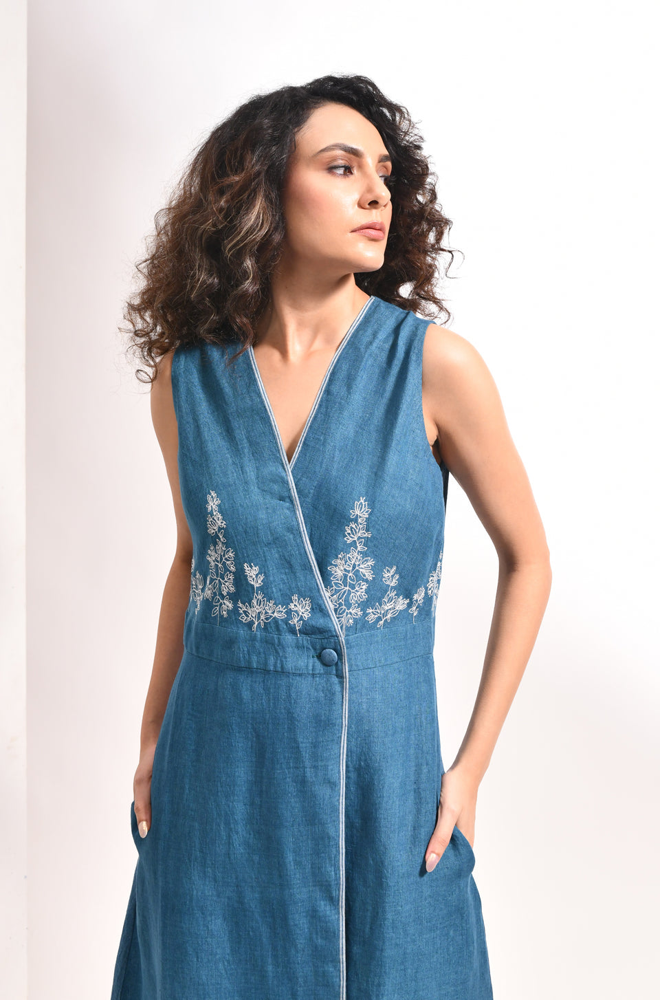 Women's linen midi dress – The Ruth Dress by Hiranya