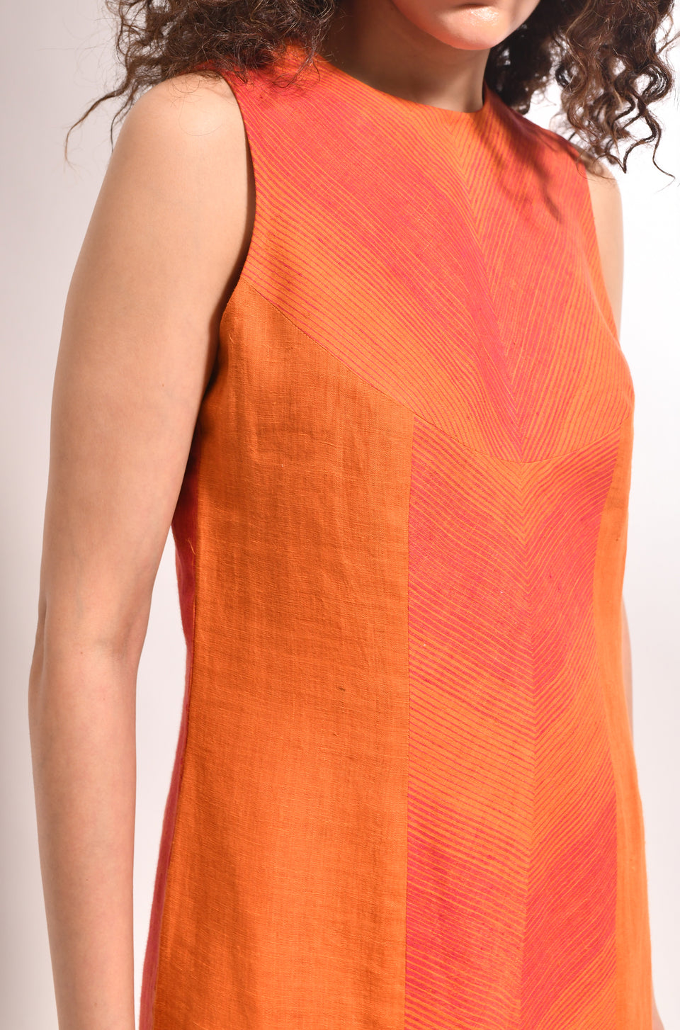 Orange sheath dress for women with a clean, elegant silhouette - Hiranya