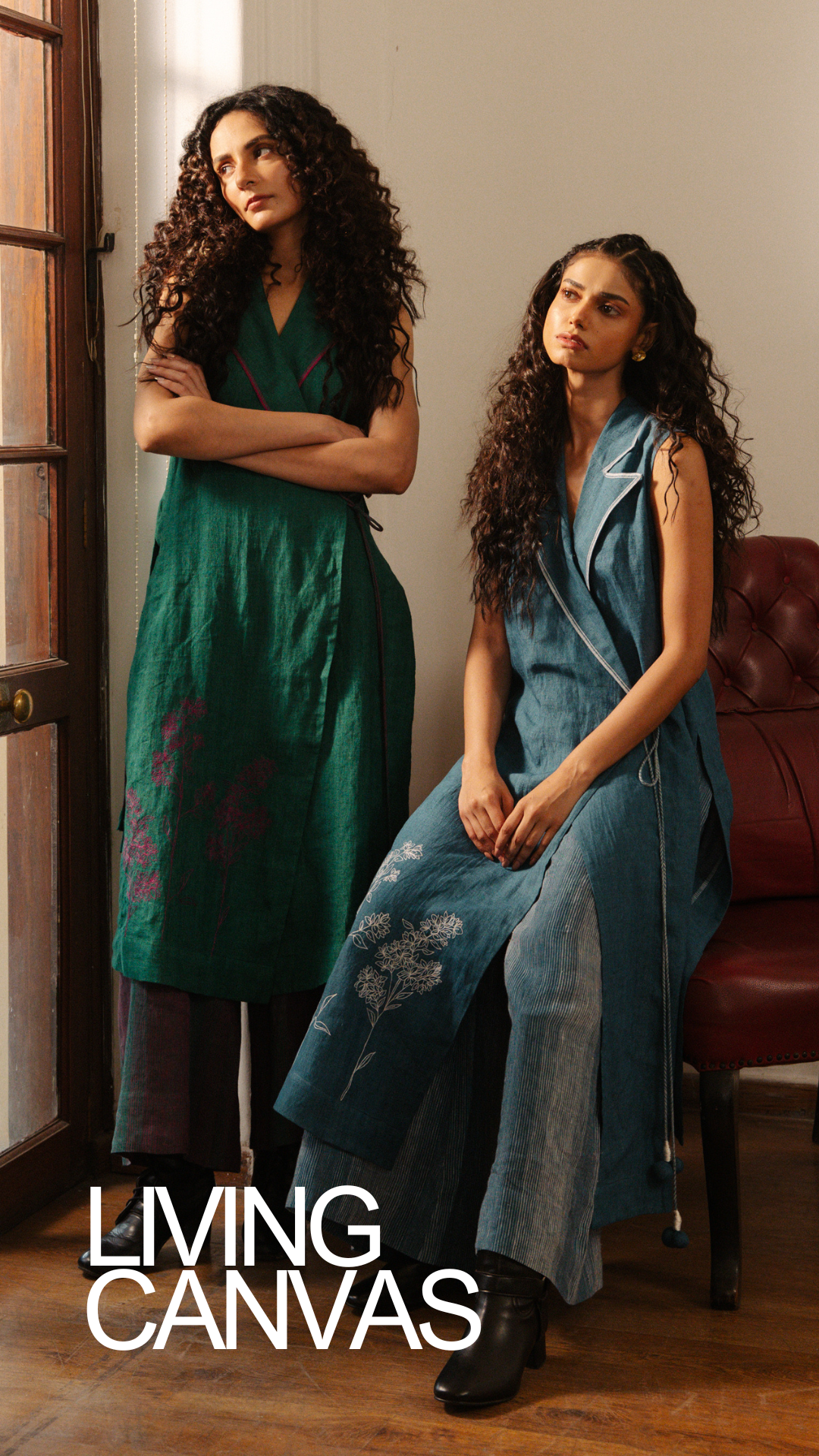 French blue linen co-ord set – The Simone Set - Hiranya