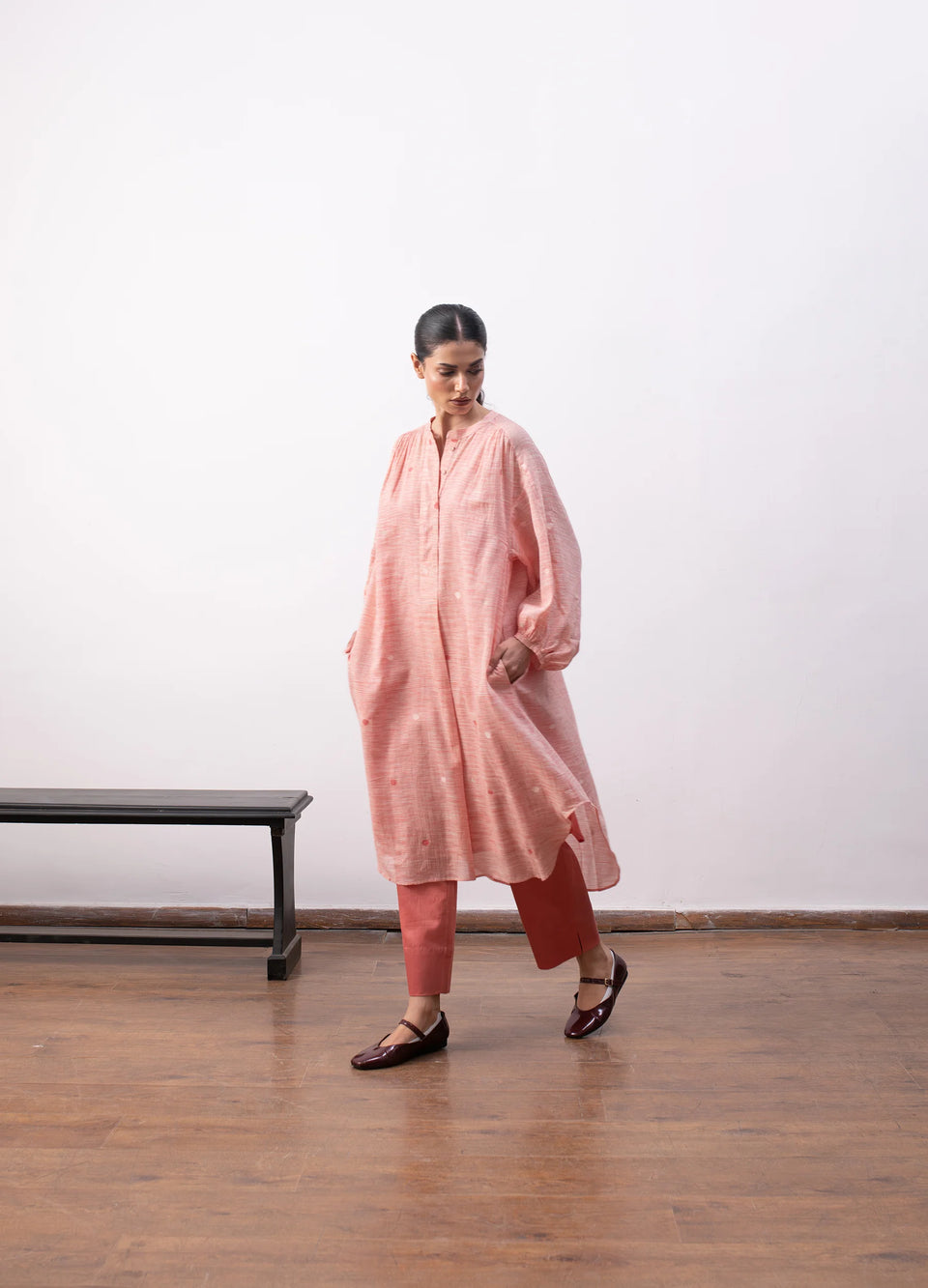 Agnes Jamdani Set- Red & White