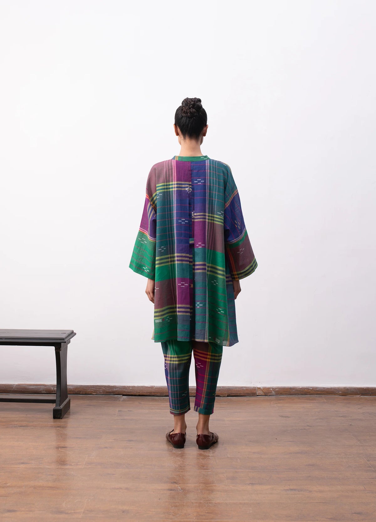 Madras checks co-ord with structured flare top and trousers - Hiranya