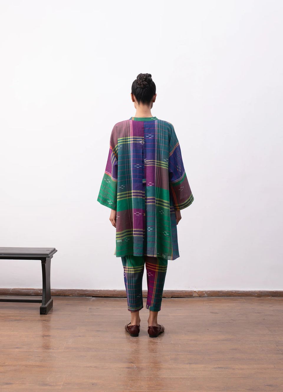 Madras checks co-ord with structured flare top and trousers - Hiranya