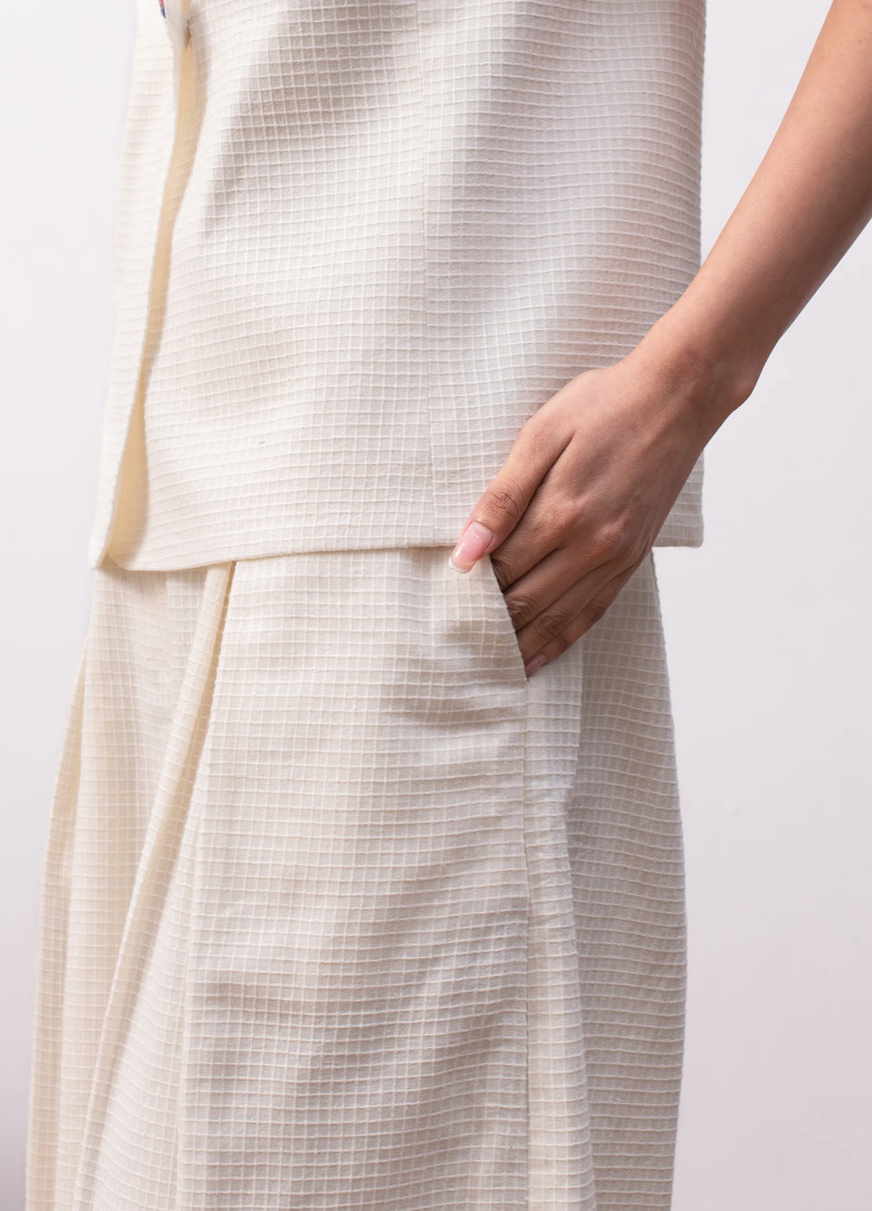 White waistcoat with minimal structured design Hiranya