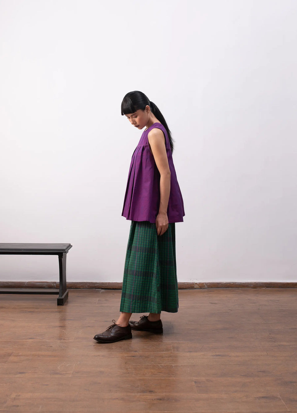 Madras checks skirt set with top and matching skirt Hiranya