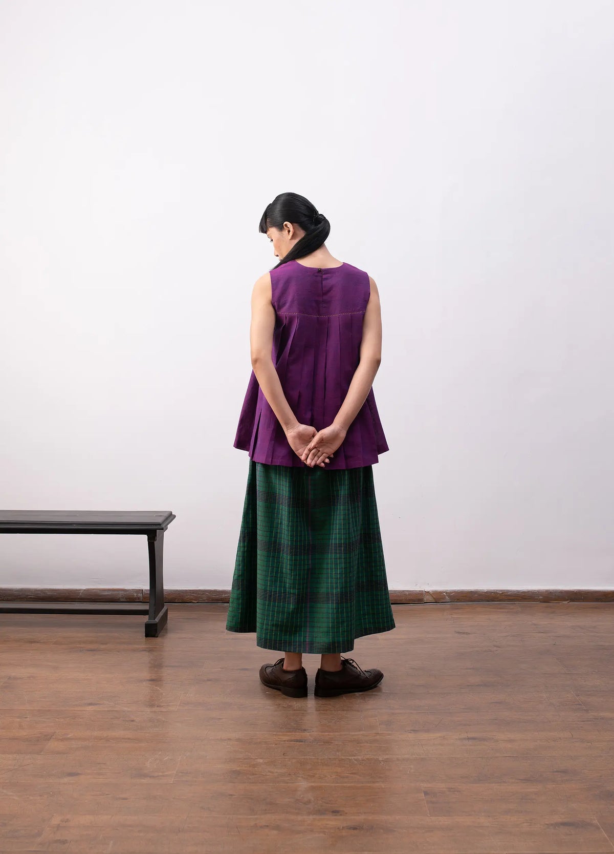 Madras checks skirt set with top and matching skirt Hiranya