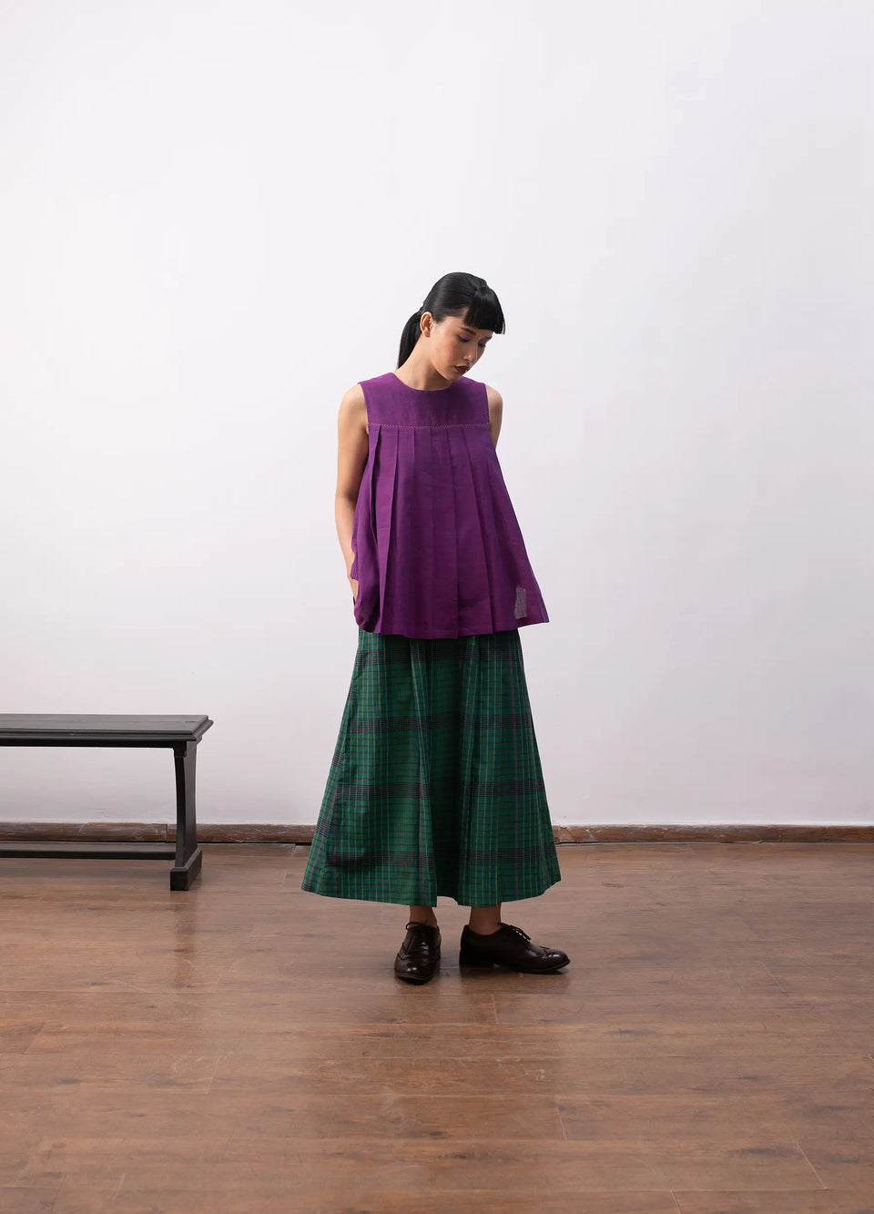 Madras checks skirt set with top and matching skirt Hiranya