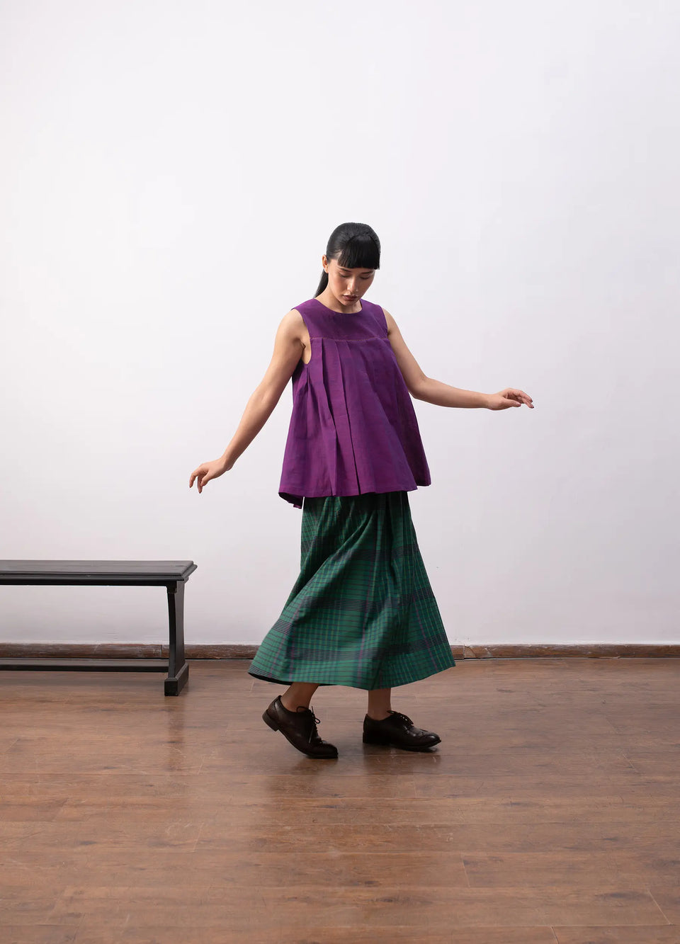 Madras checks skirt set with top and matching skirt Hiranya