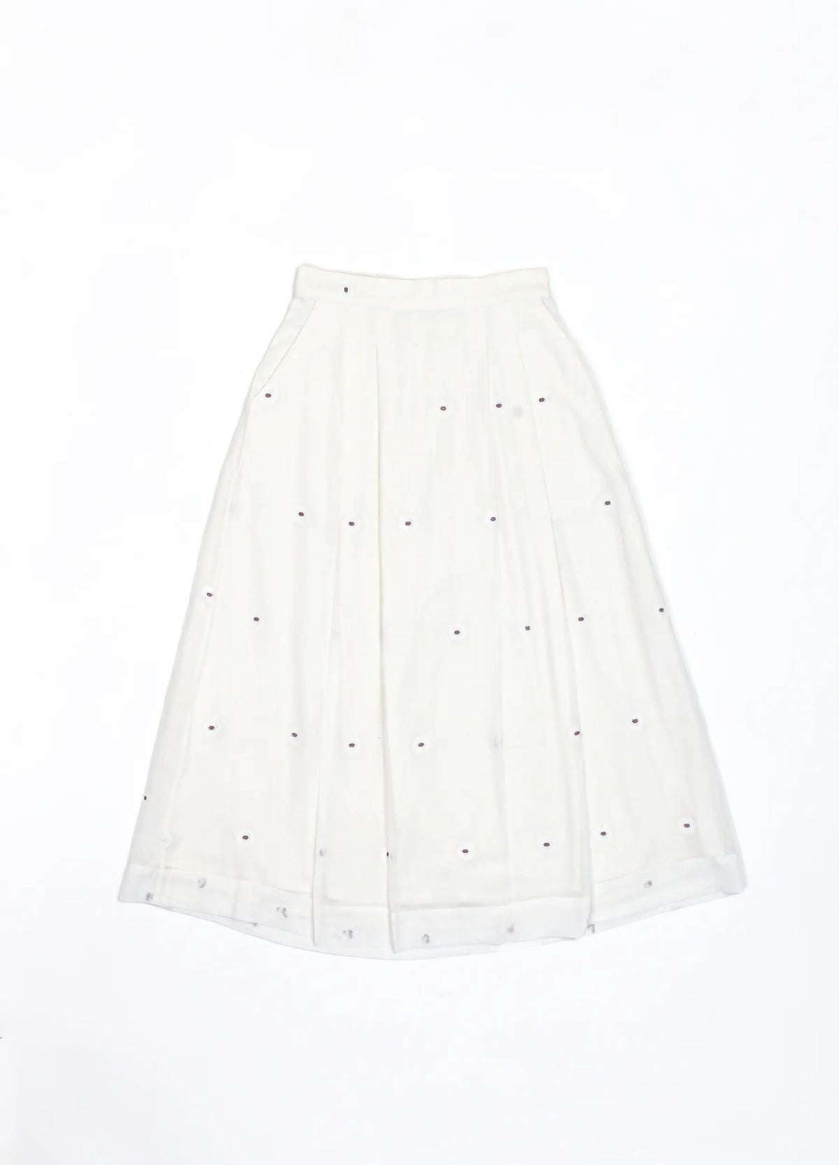 Soft white co-ord with relaxed pleated top and  flowy skirt - Hiranya