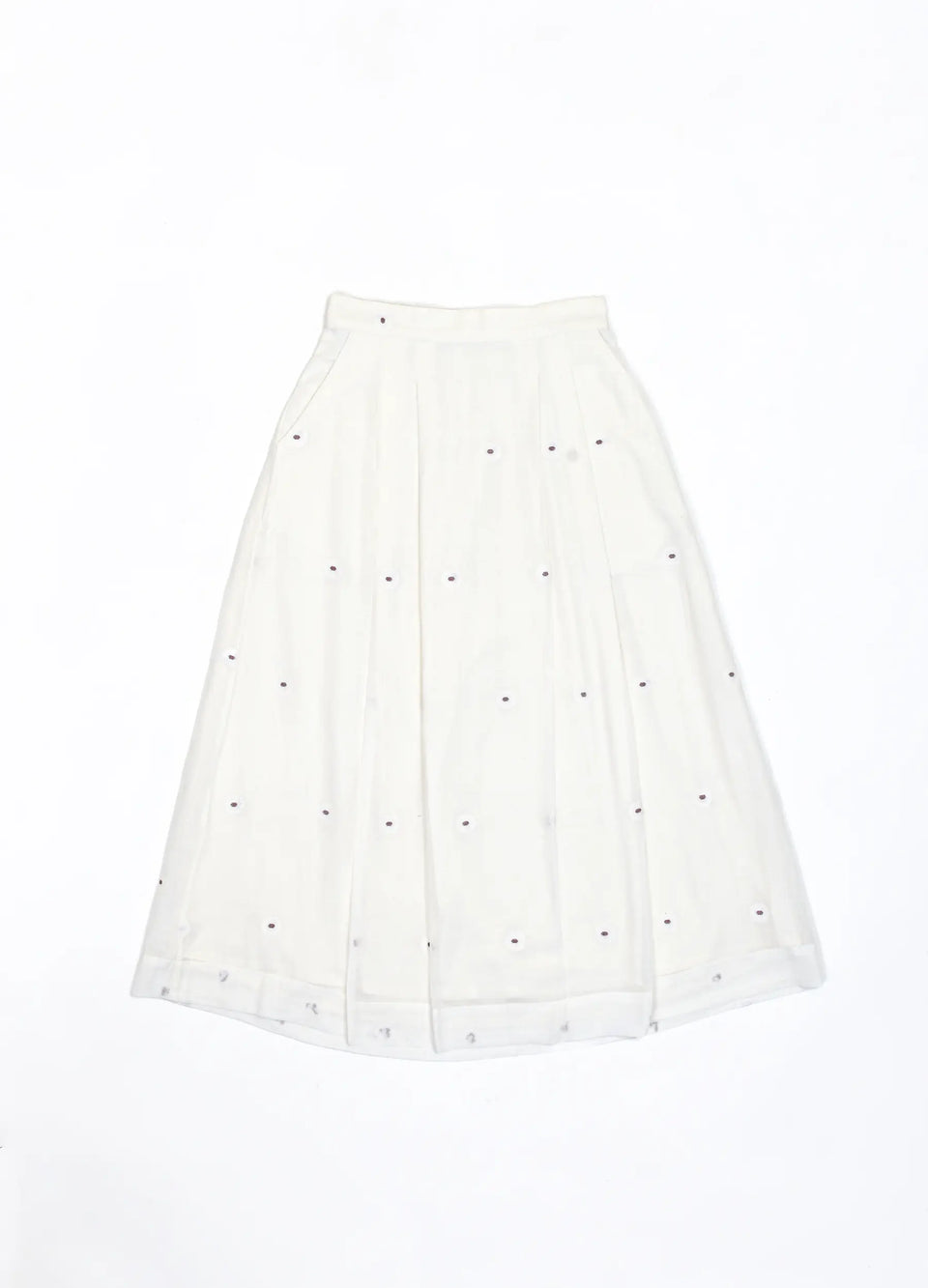 Soft white co-ord with relaxed pleated top and  flowy skirt - Hiranya