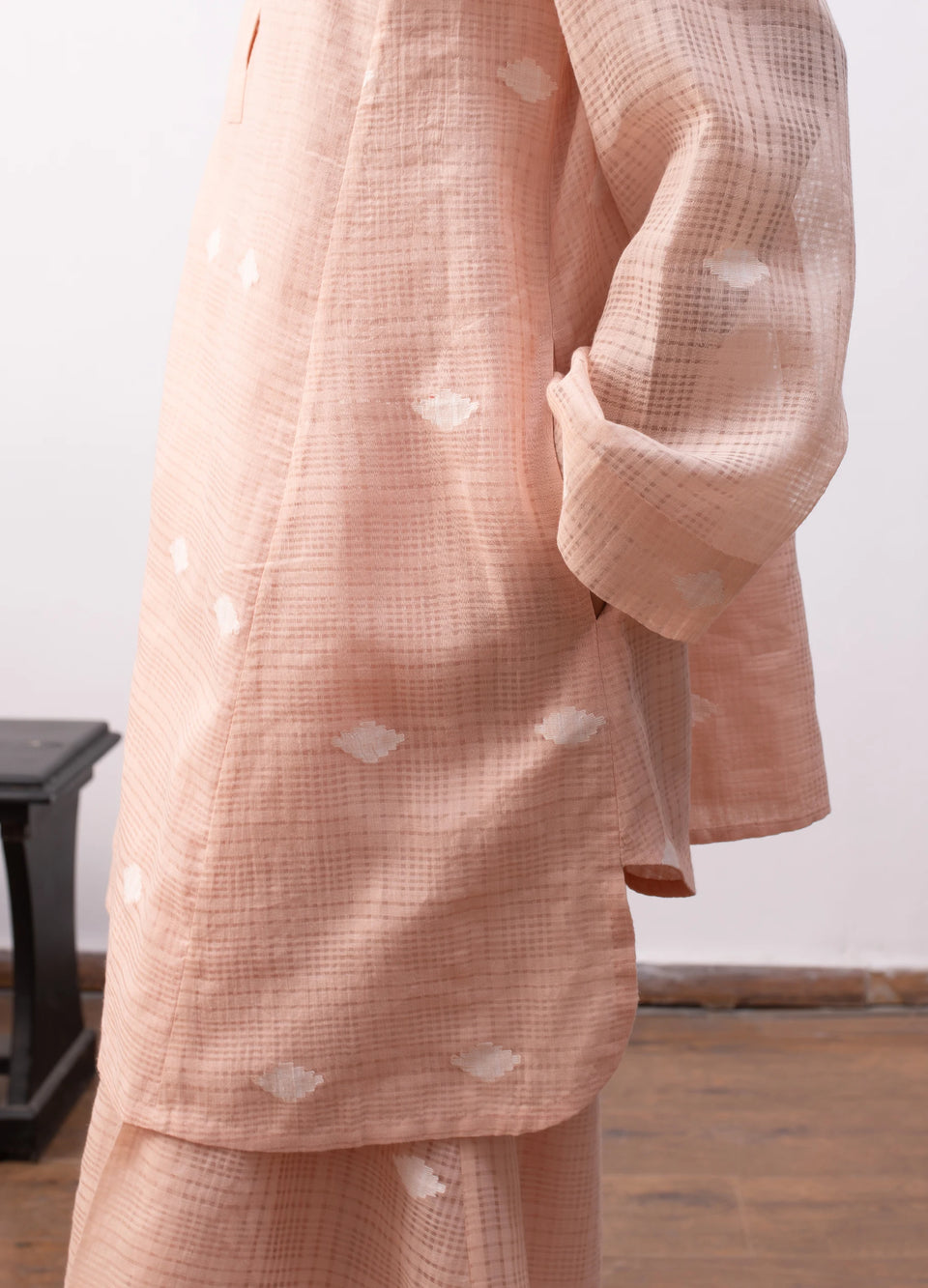 Peach co-ord set with relaxed kurta and wide-leg trousers - Hiranya