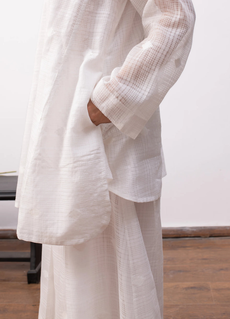 Soft white co-ord with relaxed shirt and trousers - Hiranya