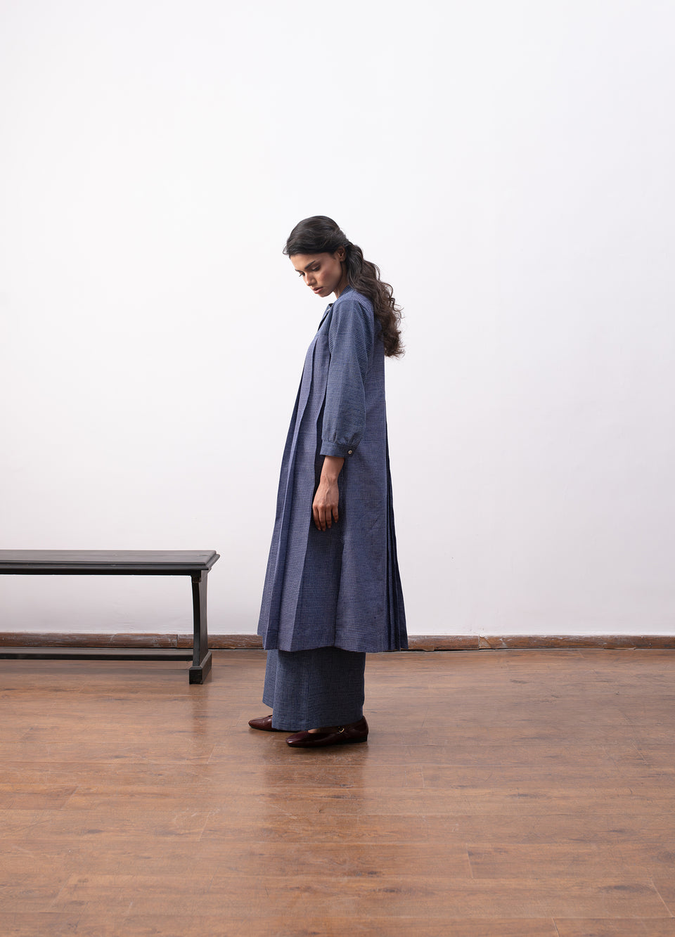 Navy blue layered dress set with matching bottom Hiranya