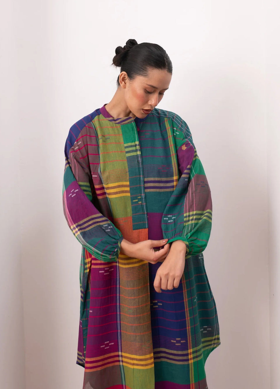 Khadi Madras checks kurta set - Hiranya