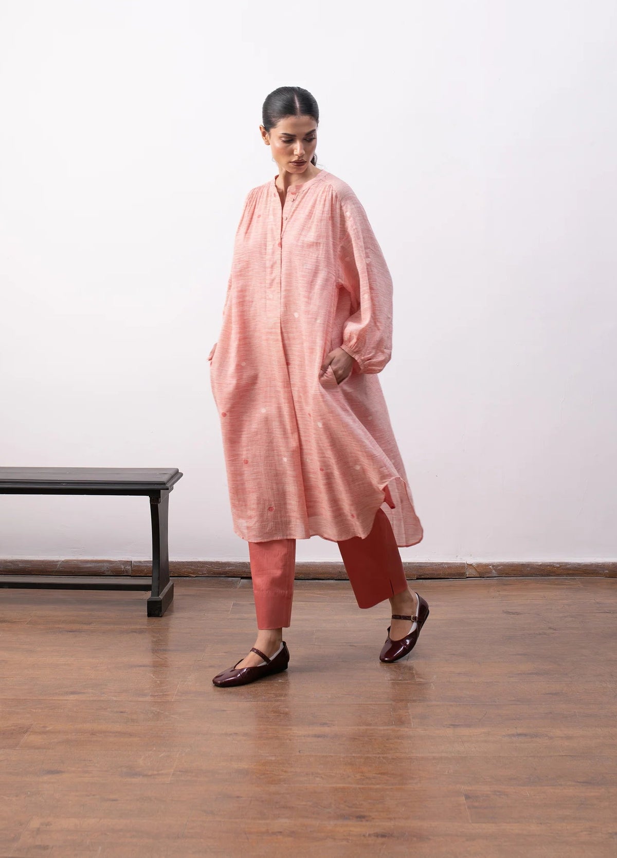 Agnes Jamdani Set- (Pink)