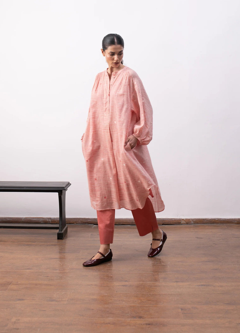 Agnes Jamdani Set- (Pink)