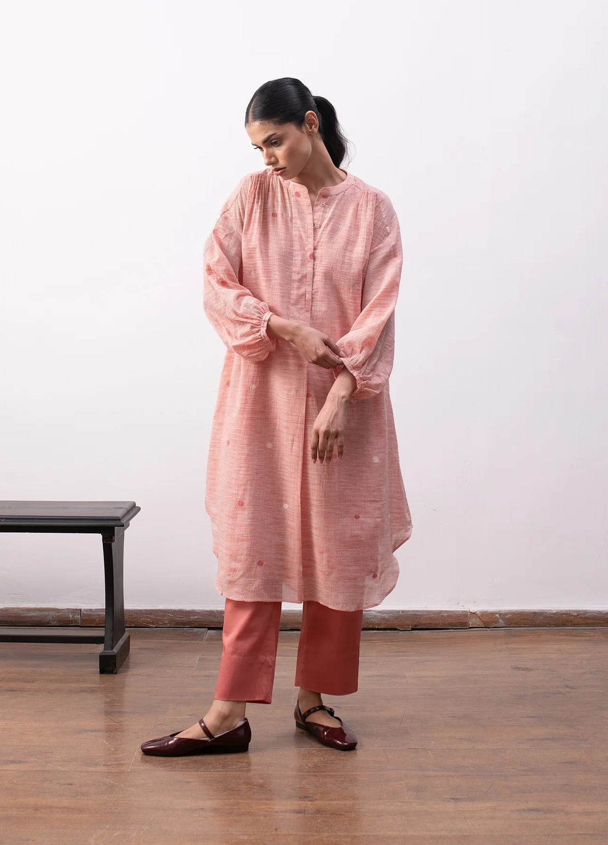Agnes Jamdani Set- Red & White