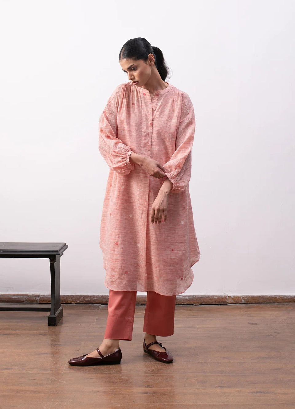 Agnes Jamdani Set- Red & White