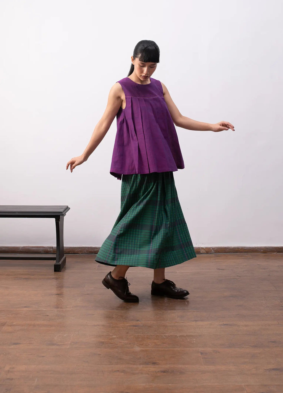 Madras checks skirt set with top and matching skirt Hiranya