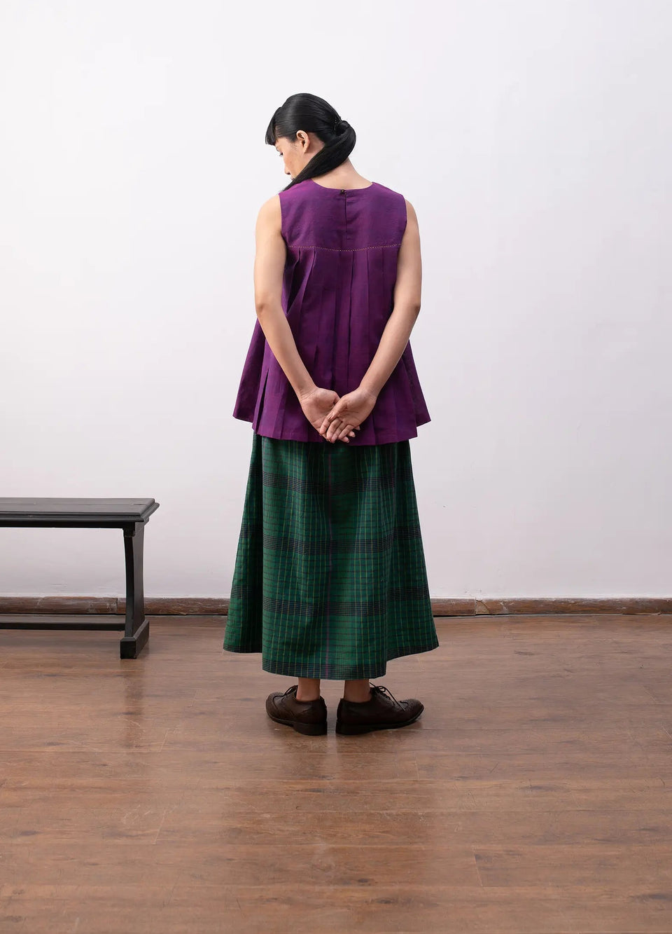 Madras checks skirt set with top and matching skirt Hiranya