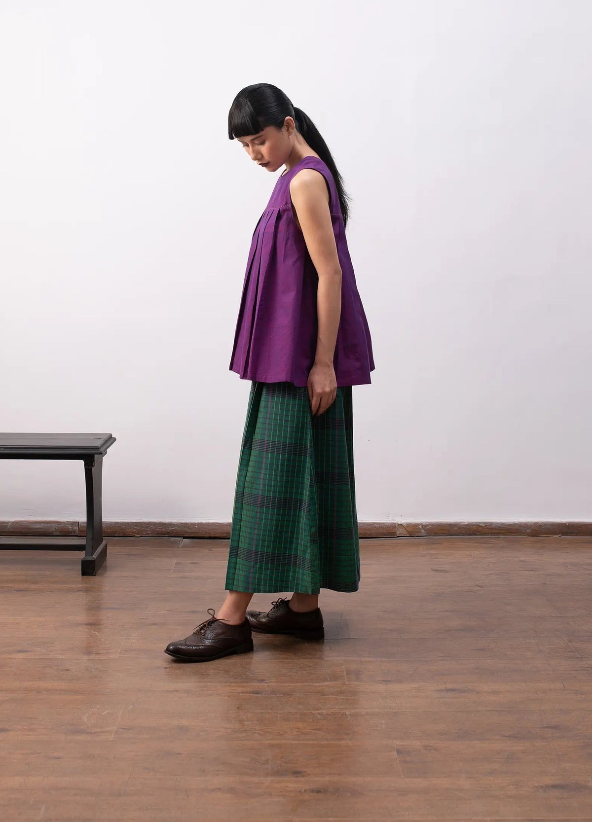 Madras checks skirt set with top and matching skirt Hiranya