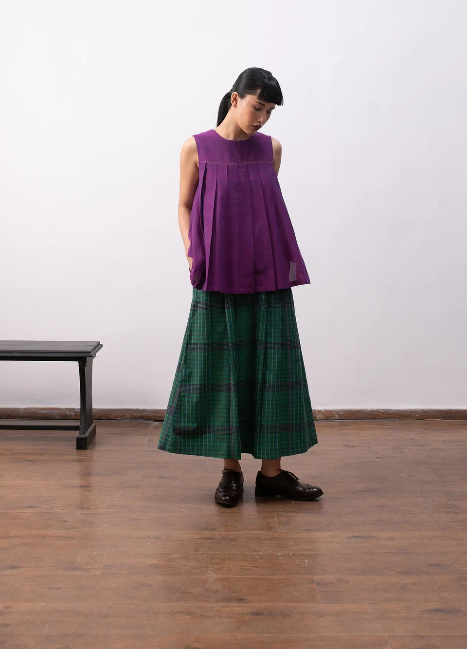 Madras checks skirt set with top and matching skirt Hiranya