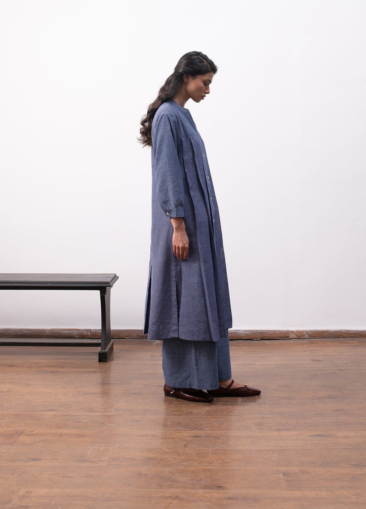 Navy blue layered dress set with matching bottom Hiranya