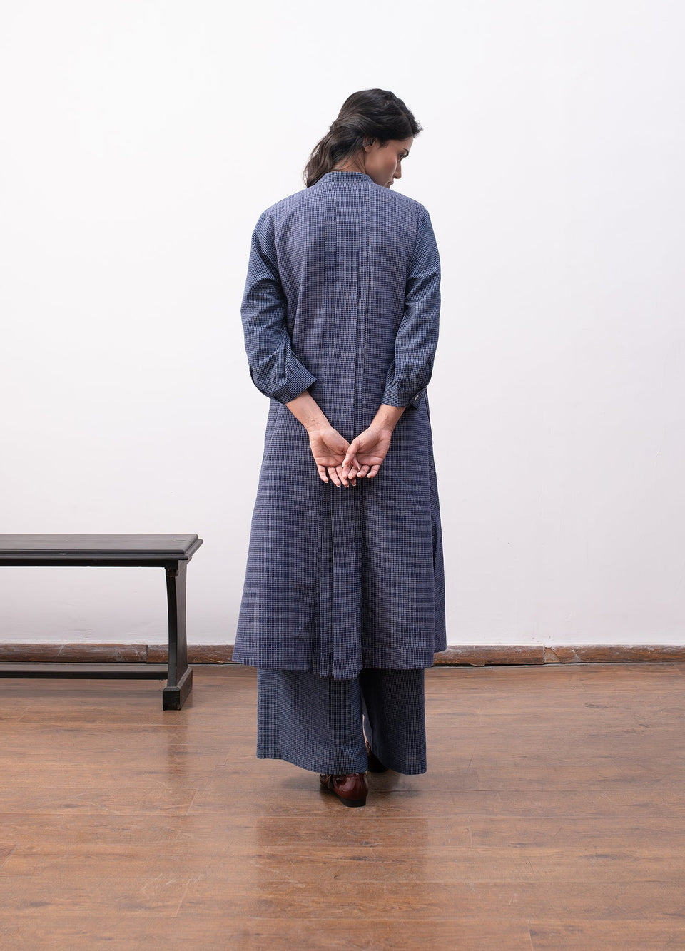 Navy blue layered dress set with matching bottom Hiranya