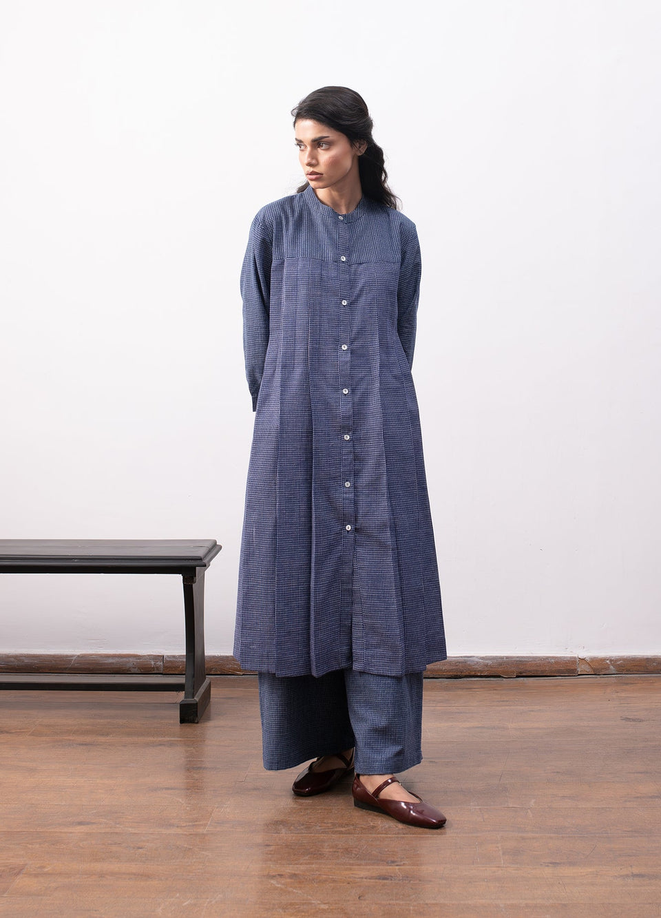 Navy blue layered dress set with matching bottom Hiranya