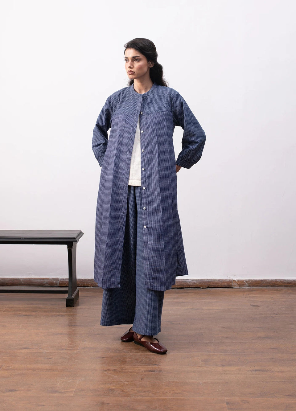 Navy blue layered set with jacket and inner top - Hiranya