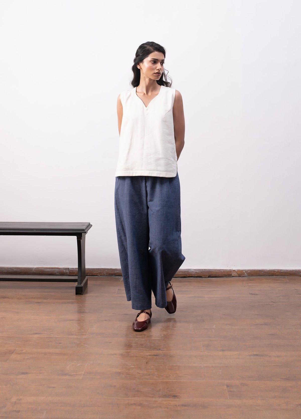 Navy blue layered set with jacket and inner top - Hiranya