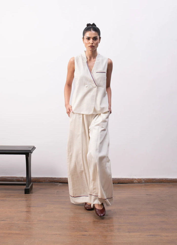 White co-ord with sleeveless top and trousers - Hiranya