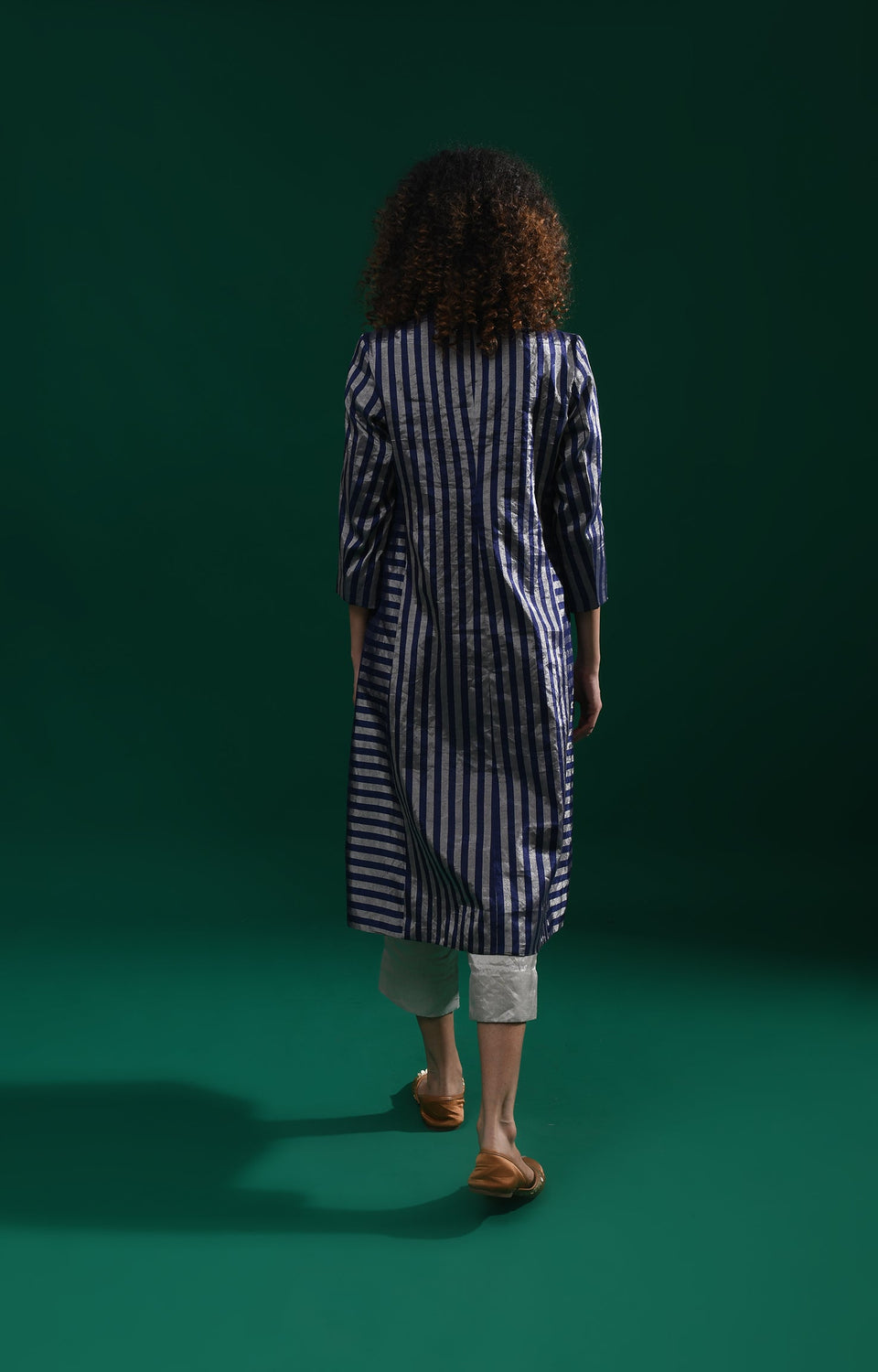 Striped Tissue Jacket- Navy Blue