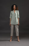 Striped Tissue Blazer- Silver and Green